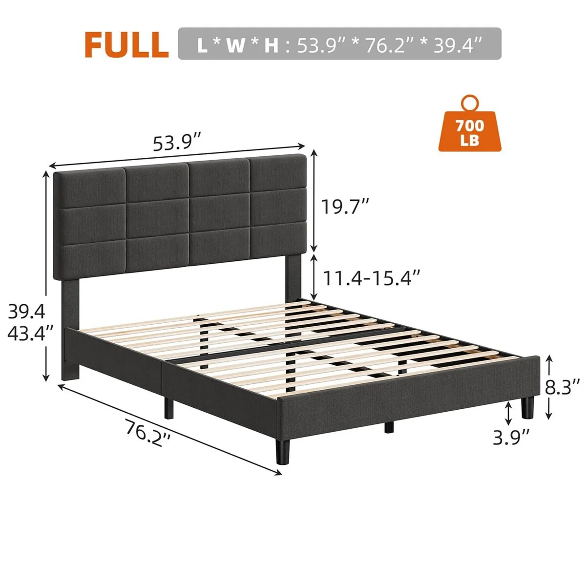 Full Size Bed Frame with Headboard