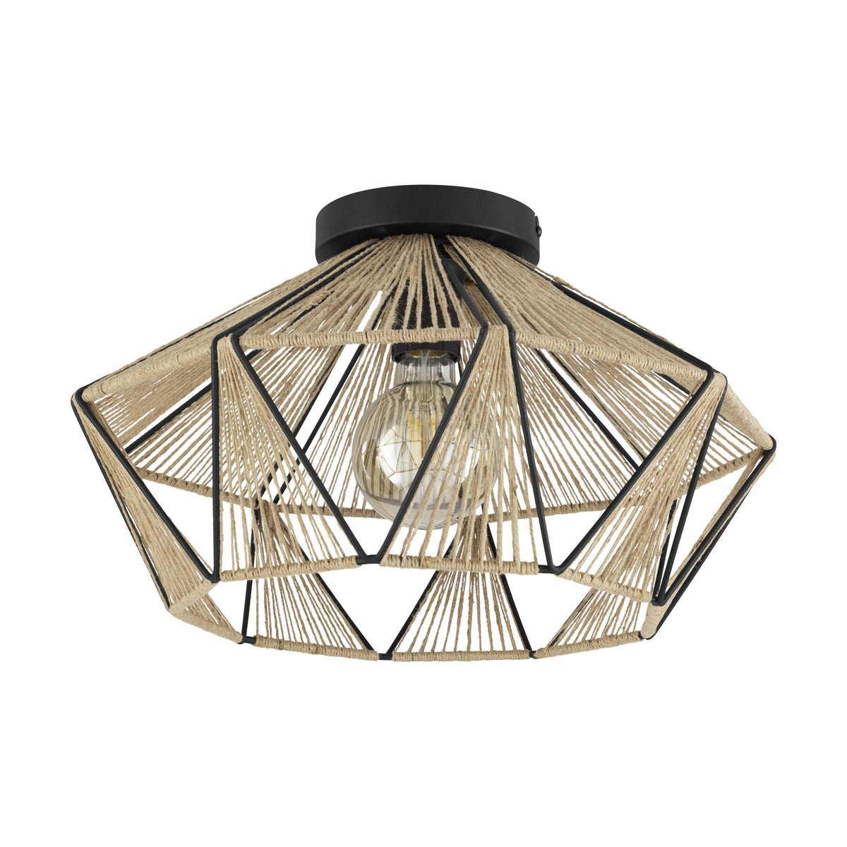 EGLO plafondlamp Adwickle - e27 - ø 44,5 cm - zwart/bruin