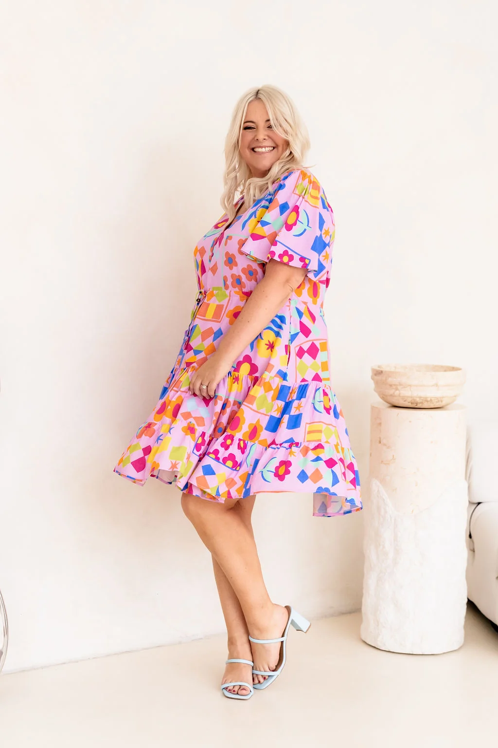 Charlie Dress in Checkerboard Petals