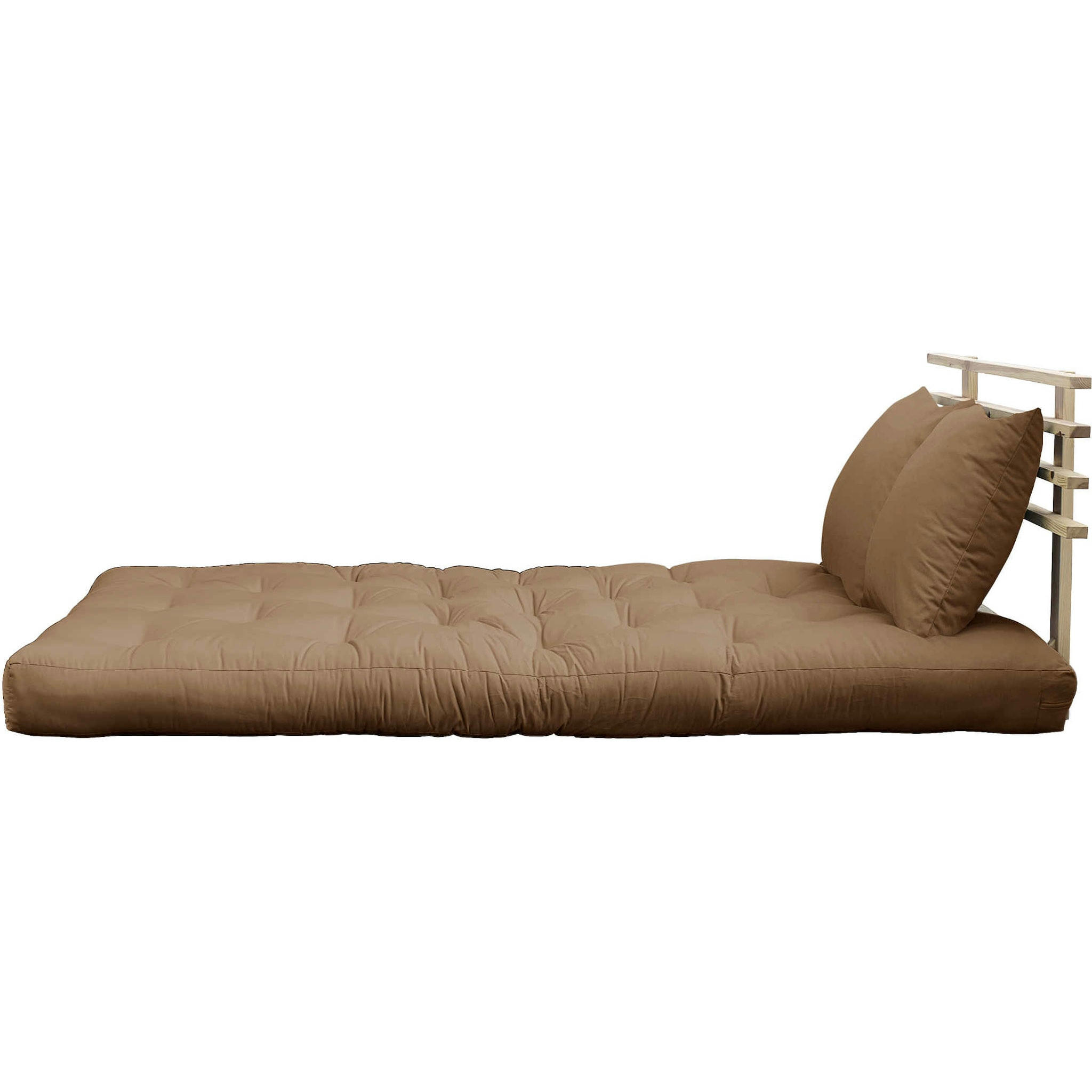 - Tête de lit en pin massif avec futon marron 140x200