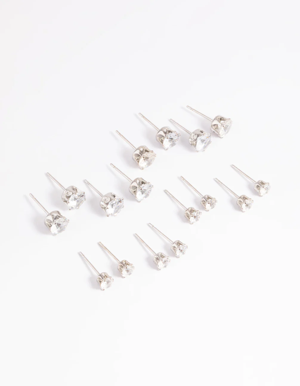 Silver Diamante Classic Stud Earring 8-Pack