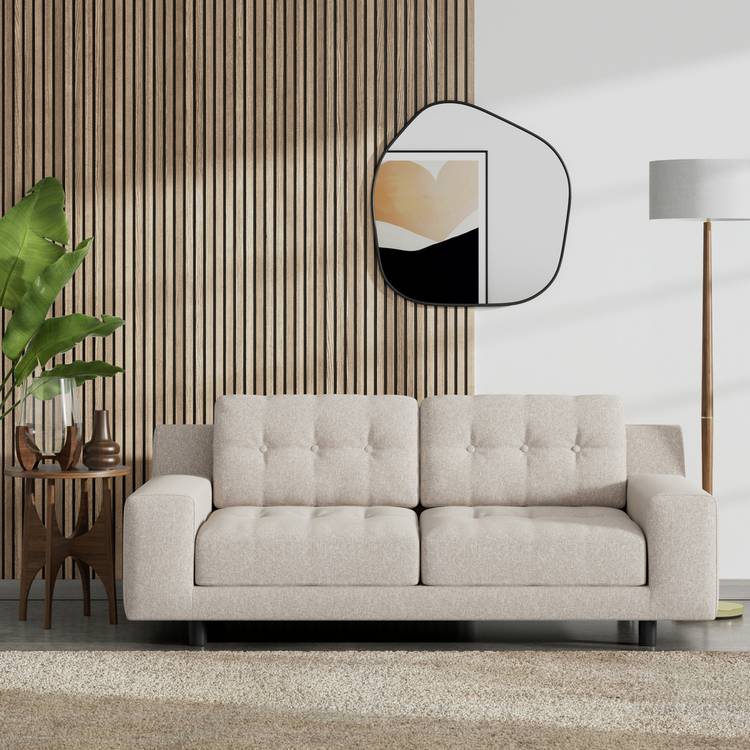 Habitat Hendricks Fabric 2 Seater Sofa - Natural - Black Leg