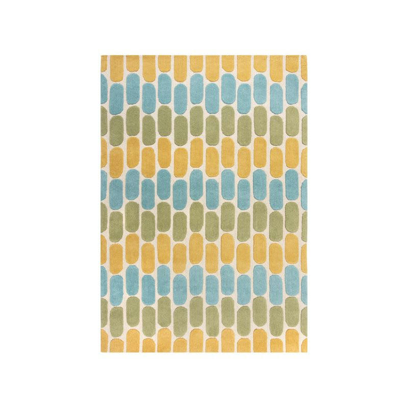 FOSSIL - Tapis pure laine vert jaune et bleu radiance 160 x 230