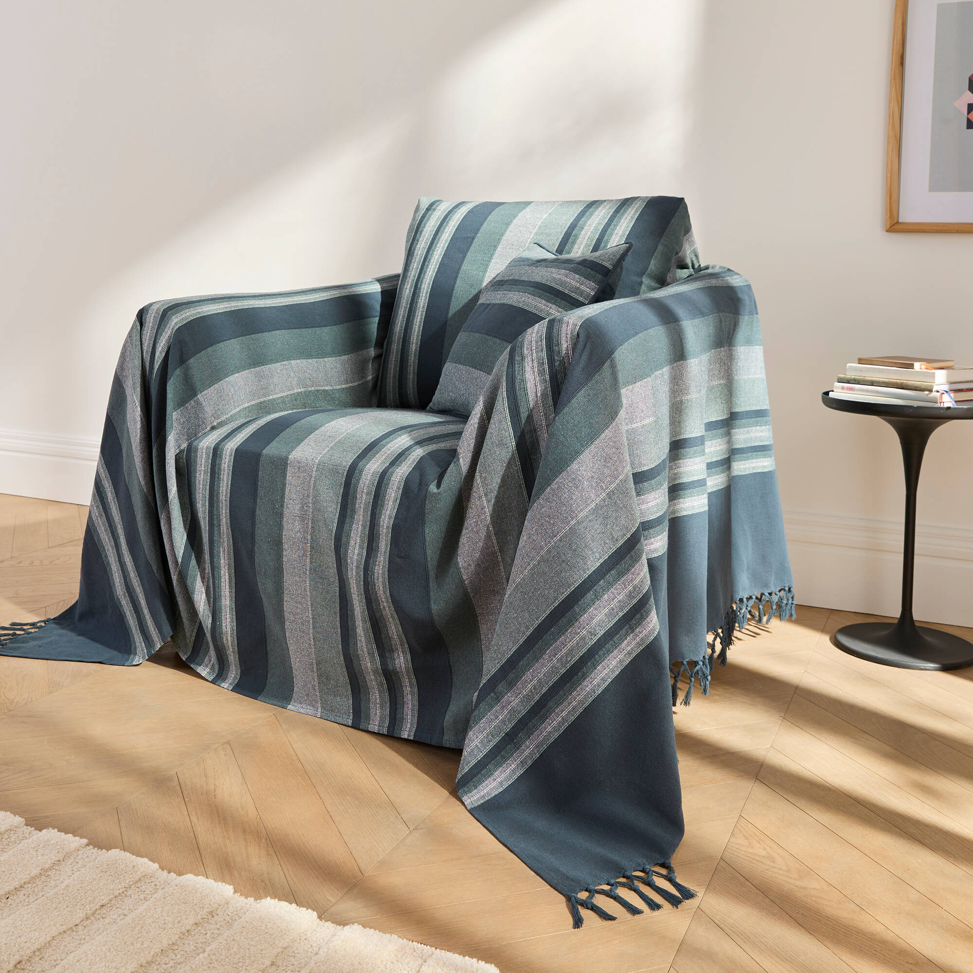Plaid jeté multicolore coton tissage artisanal