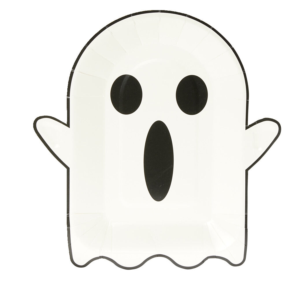 Lot de 8 assiettes en carton Ø23cm design fantôme Halloween