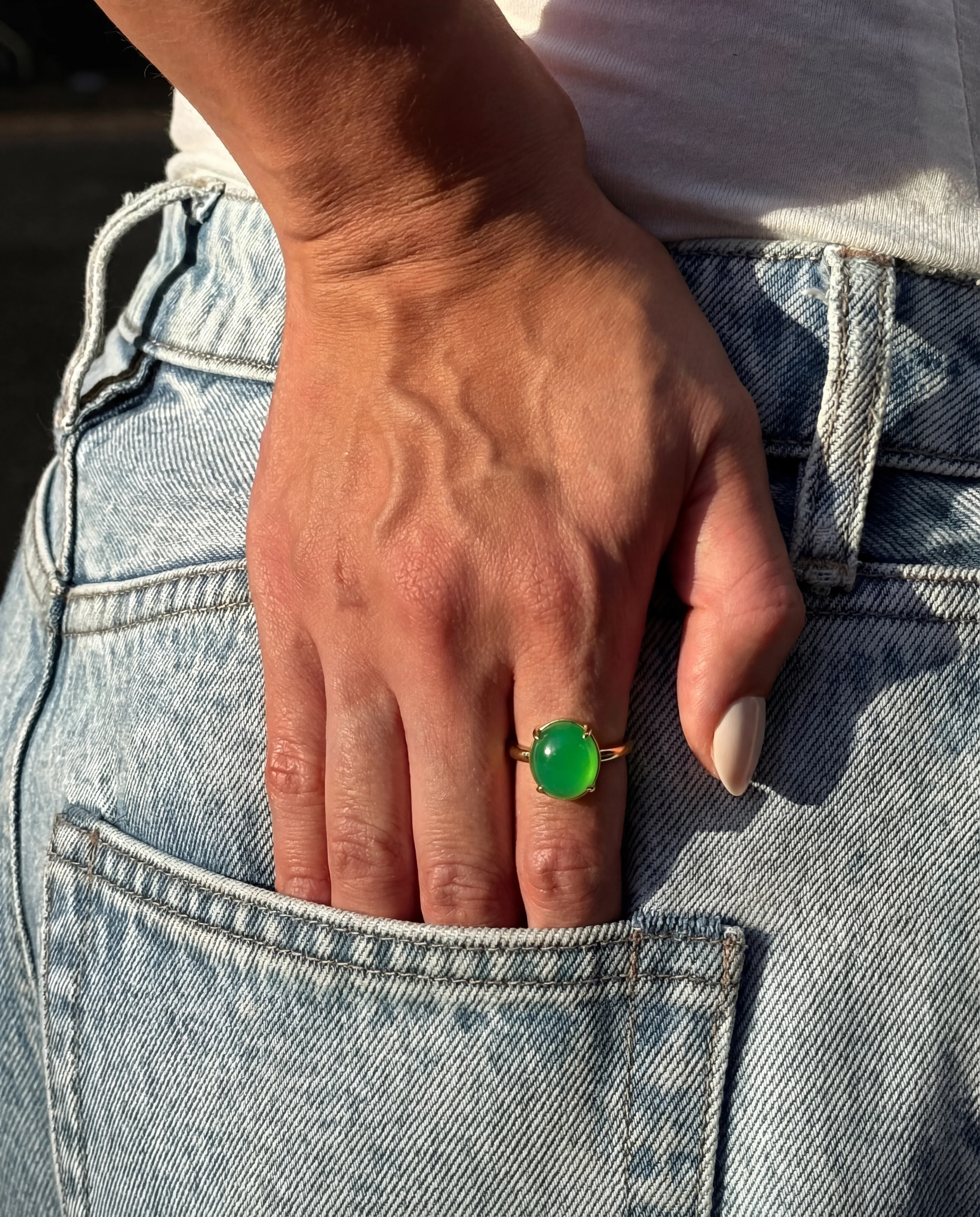Dew — Green Jade Stone Ring