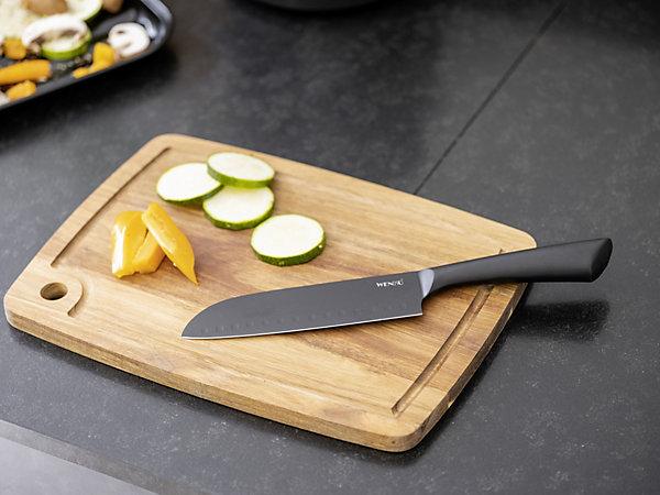 Couteau santoku noir en acier inoxydable Ace grande taille