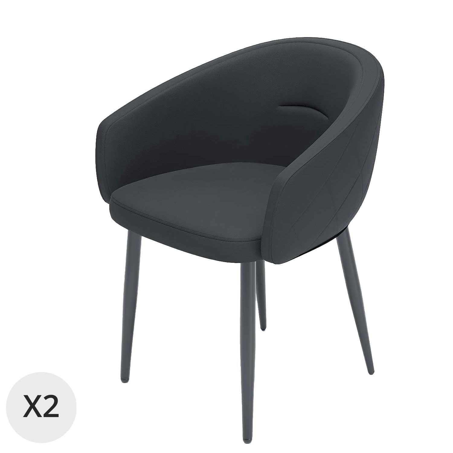 EUGÉNIE - Paire de fauteuils de table design velours noir