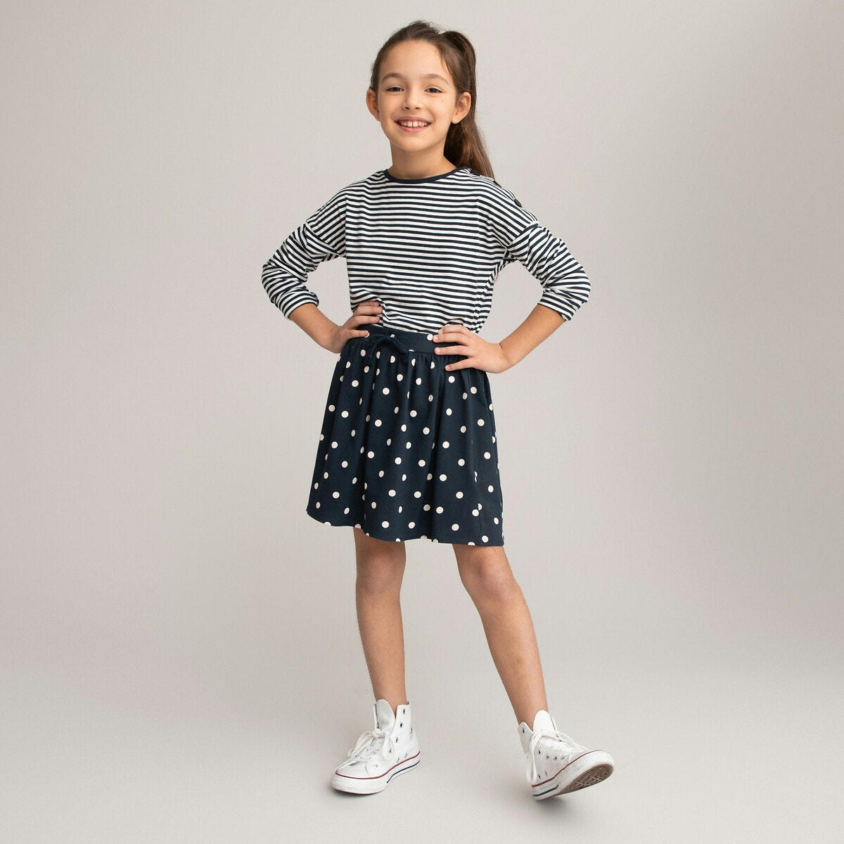 Jupe à pois, taille élastiquée