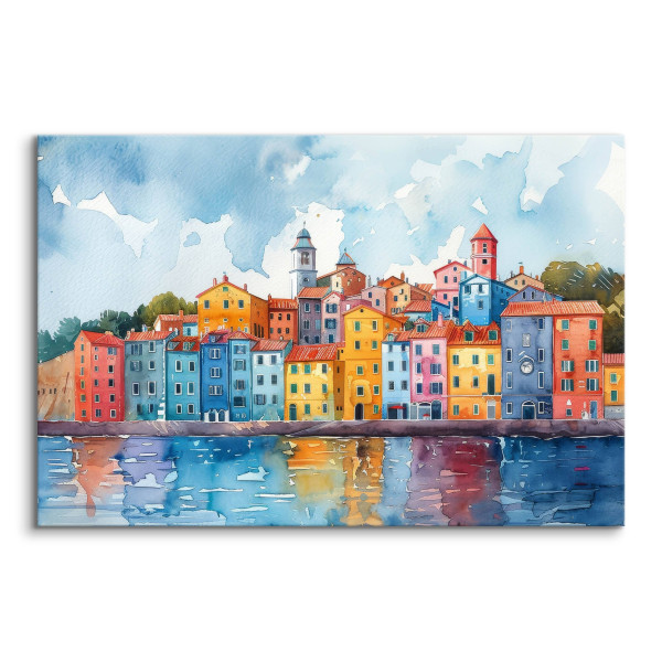 Obraz Malowane Budynki Nad Rzeką 30x20cm