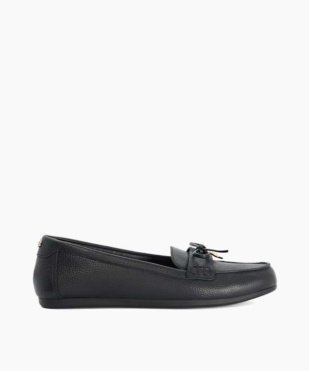 Girella Black - Leather Bow-Detail Loafers