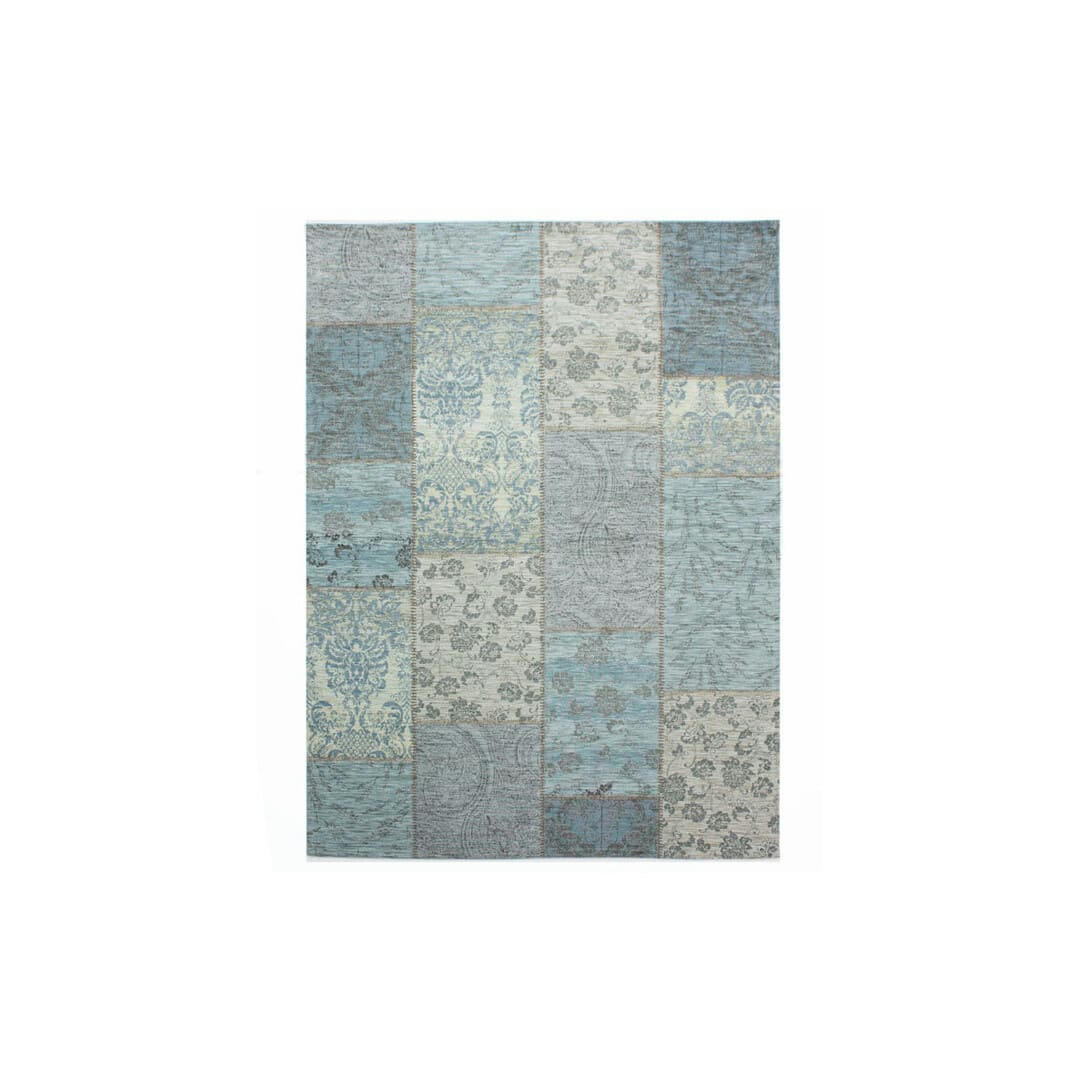 PATCHWORK - Tapis ethnique patchwork en acrylique bleu 200x290