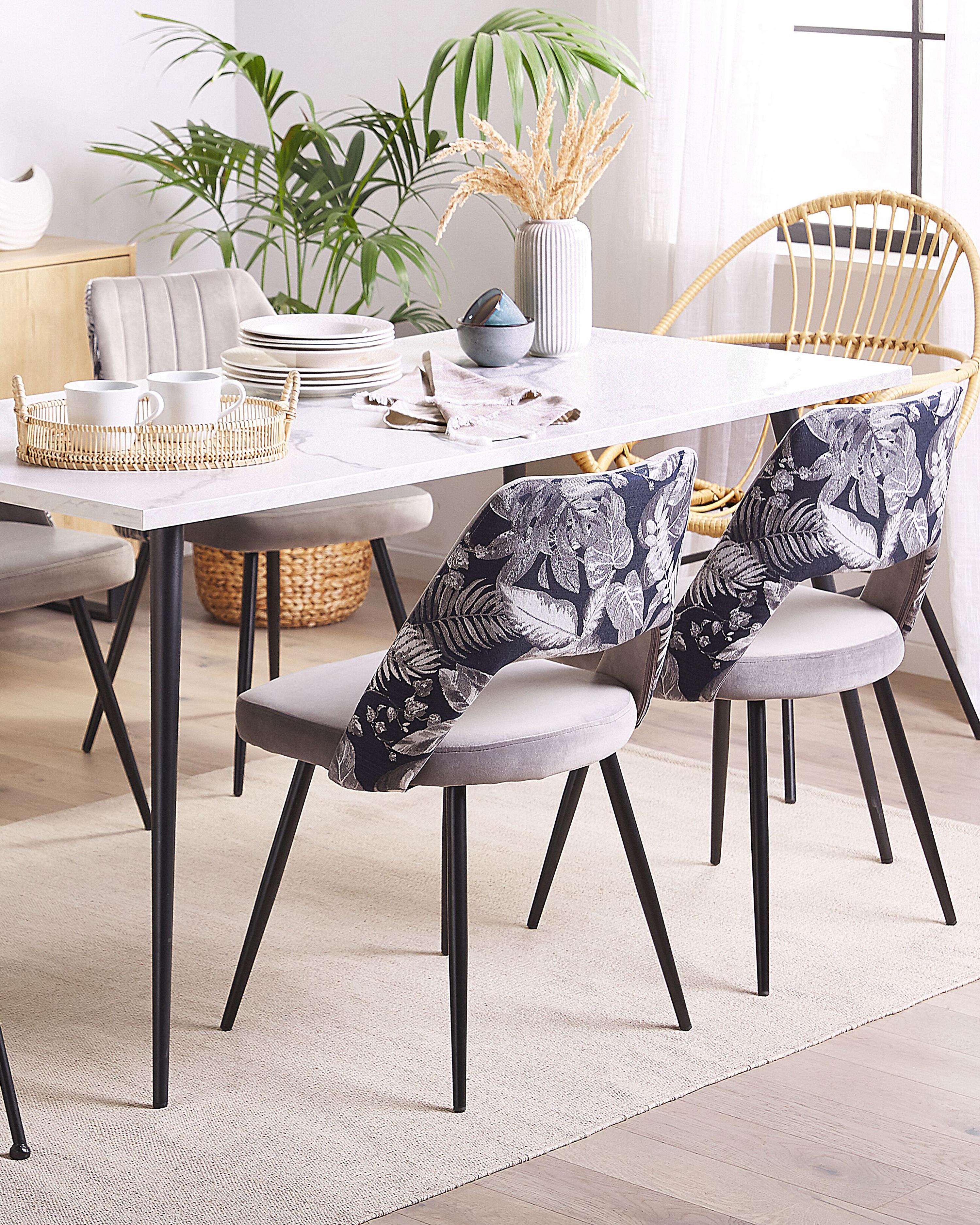 Set of 2 Dining Chairs ANSLEY Velvet Grey