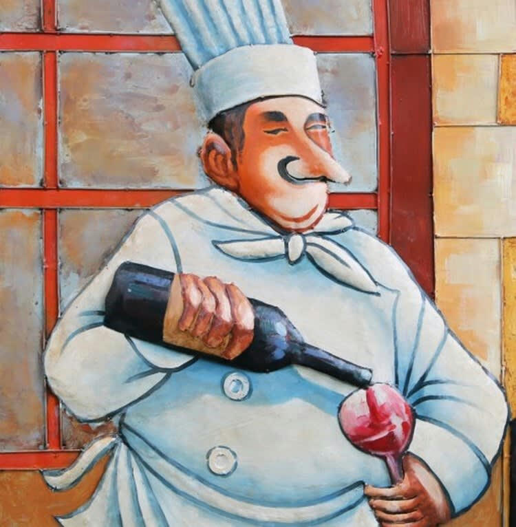 MÉTAL BRASS - Tableau relief en métal dégustation en cuisine 100x80