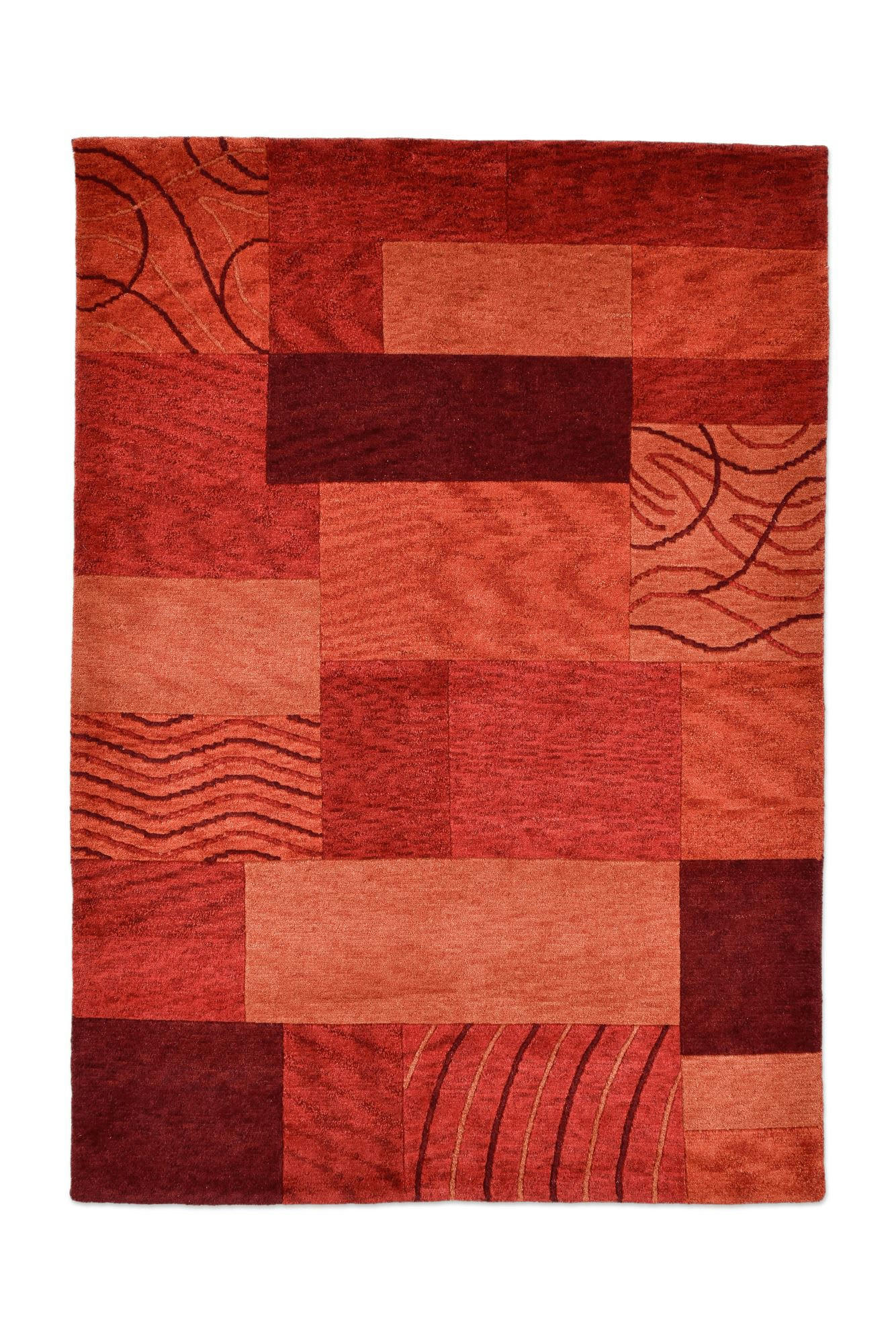 ROYAL DOMAS - Tapis tufté main en laine vierge - rouge 190x290 cm
