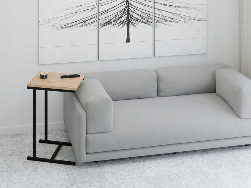 Stolik pomocniczy boczny kawowy przystawny pod laptopa metalowy czarny loft