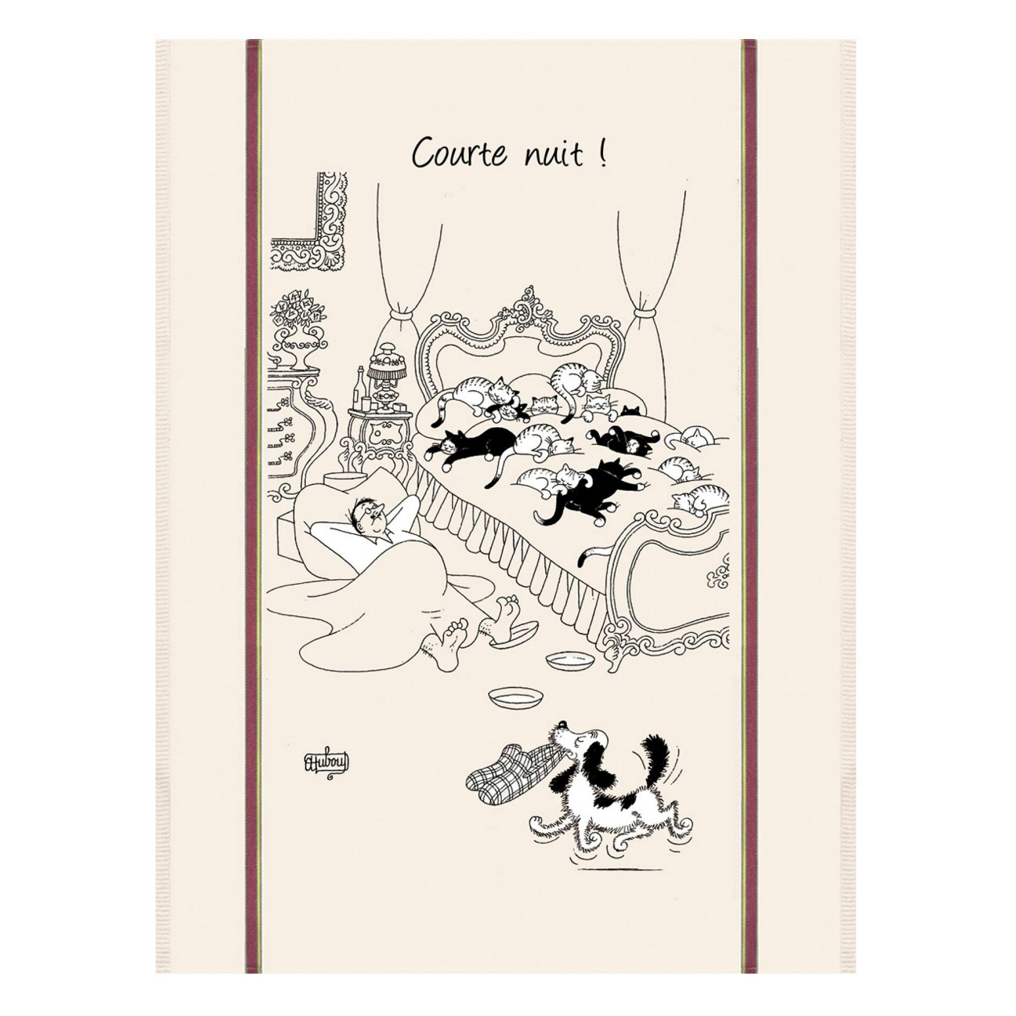 DUBOUT - Grand torchon  courte nuit en coton ecru 60 x 80