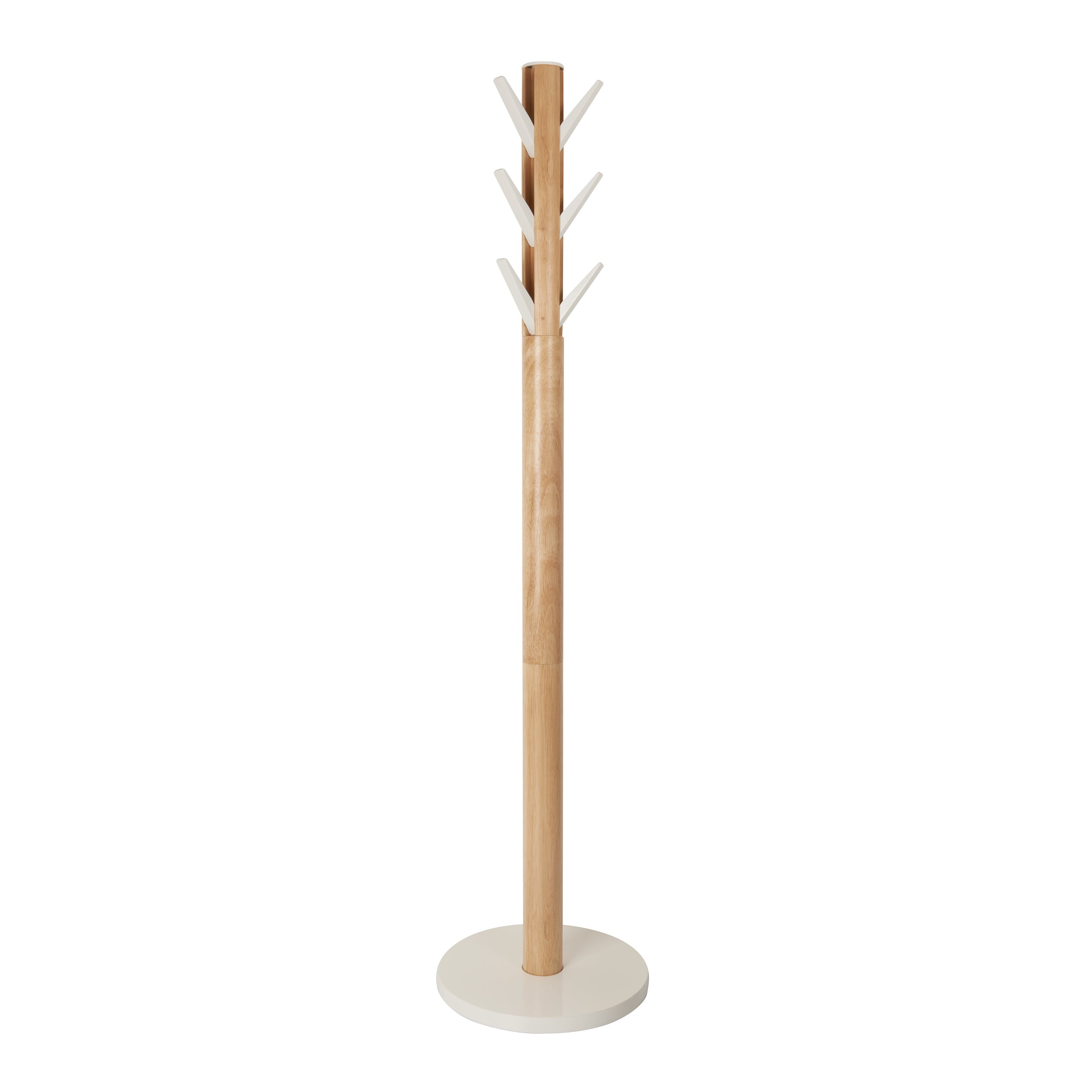 Umbra kapstok met 9 neerklapbare haken Flapper - 40 x 40 x 168 cm - Wit/naturel