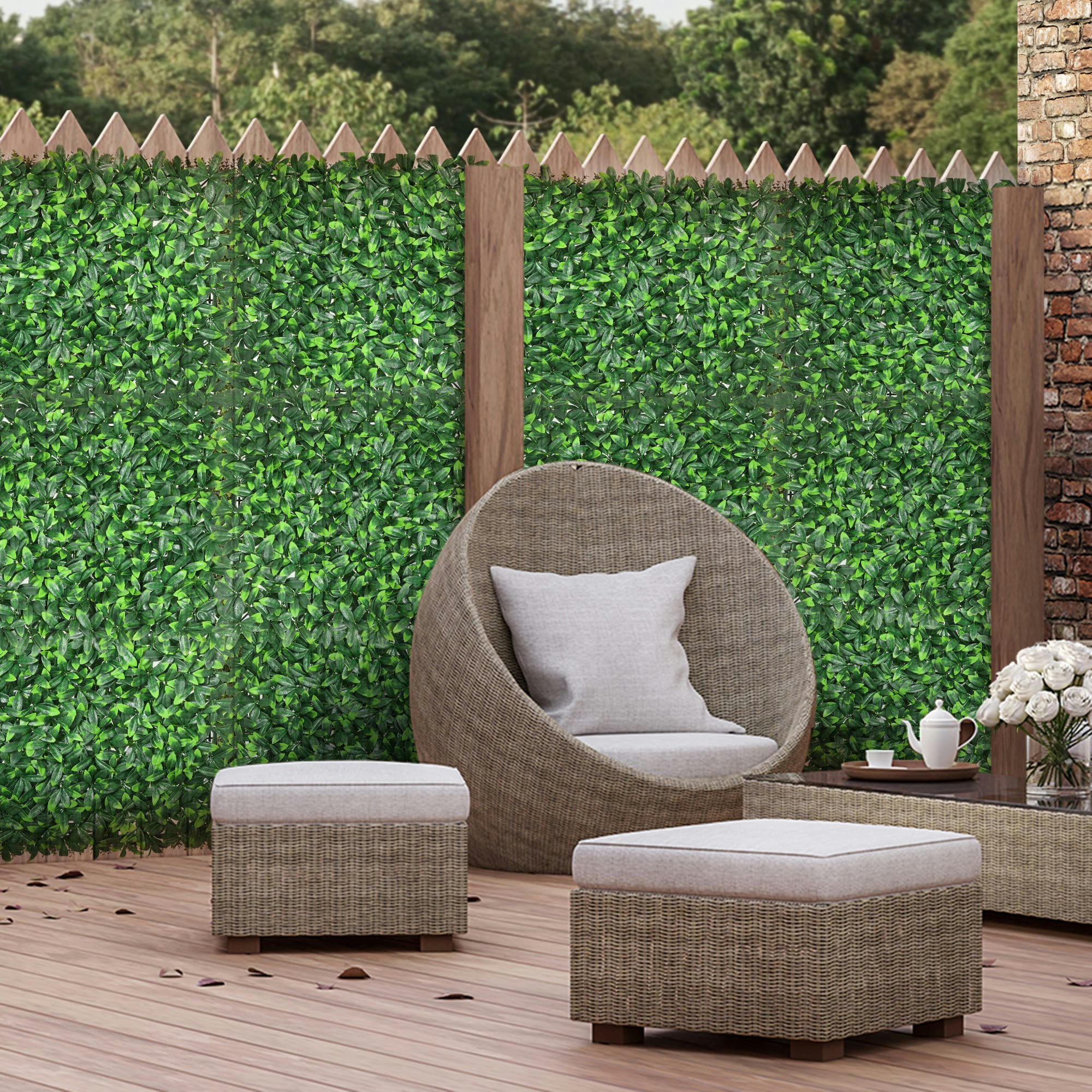 - Haie artificielle feuilles de laurier réaliste 12 panneaux vert