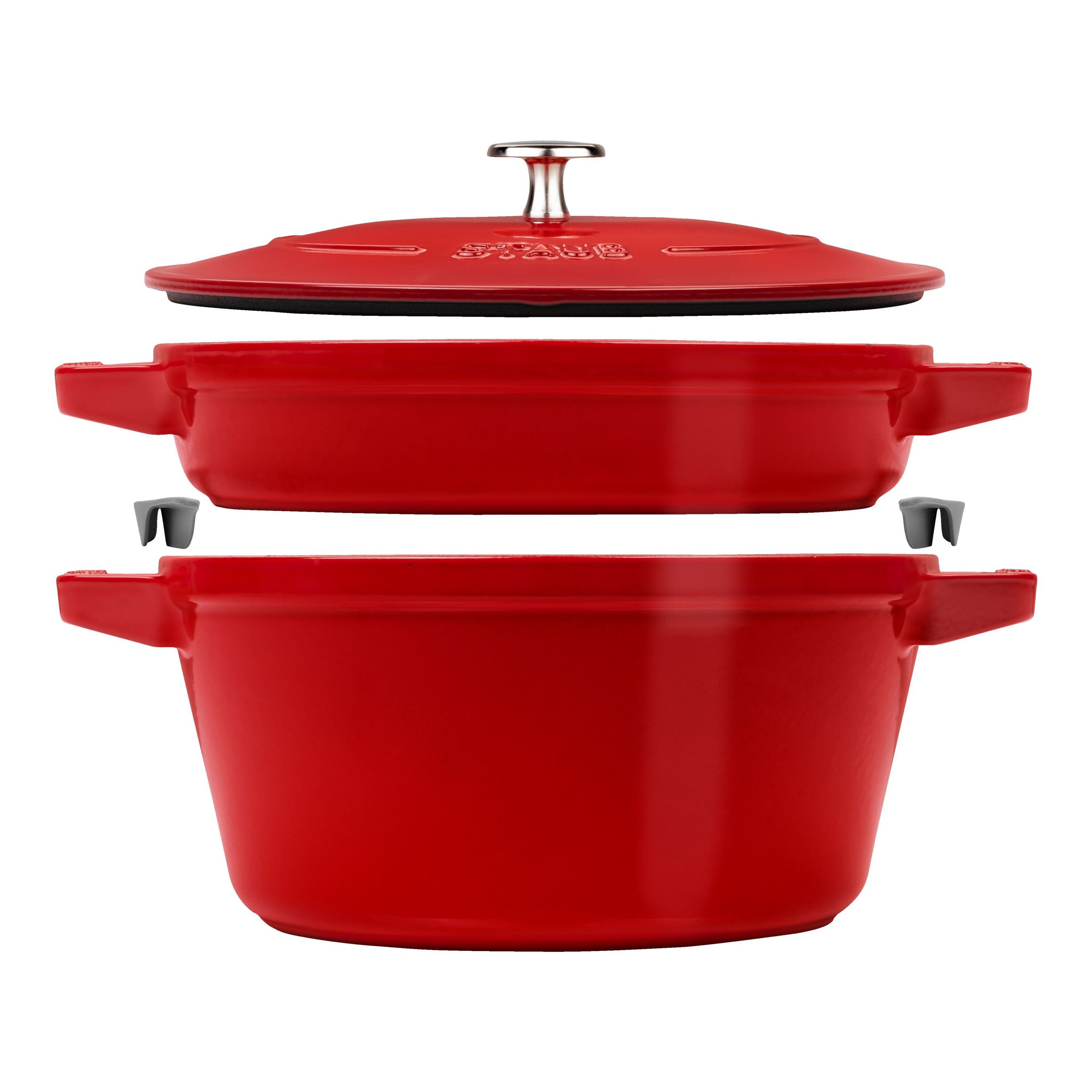 2-pcs Cast iron Pot set Stackable cherry