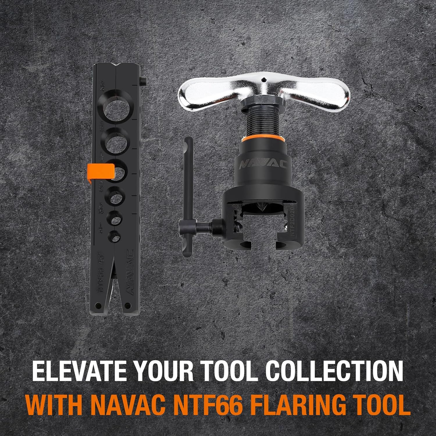 NAVAC NTF66 Flaring Tool | Internal Clutch Support | Axial Spacing | Patented Rivet Connection | Eccentric Cone | 45-Degree Flare | 1 Year Warranty