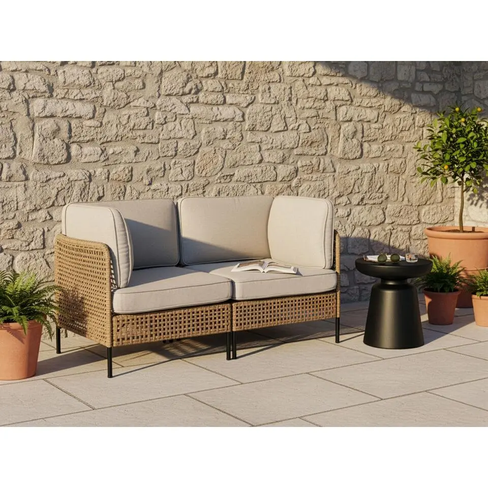 OMEGANA - Tweezitsbank - Lichtbeige - PE rotan