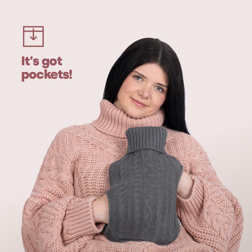LIVIVO Handwarmer Hot Water Bottle - Grey Knit