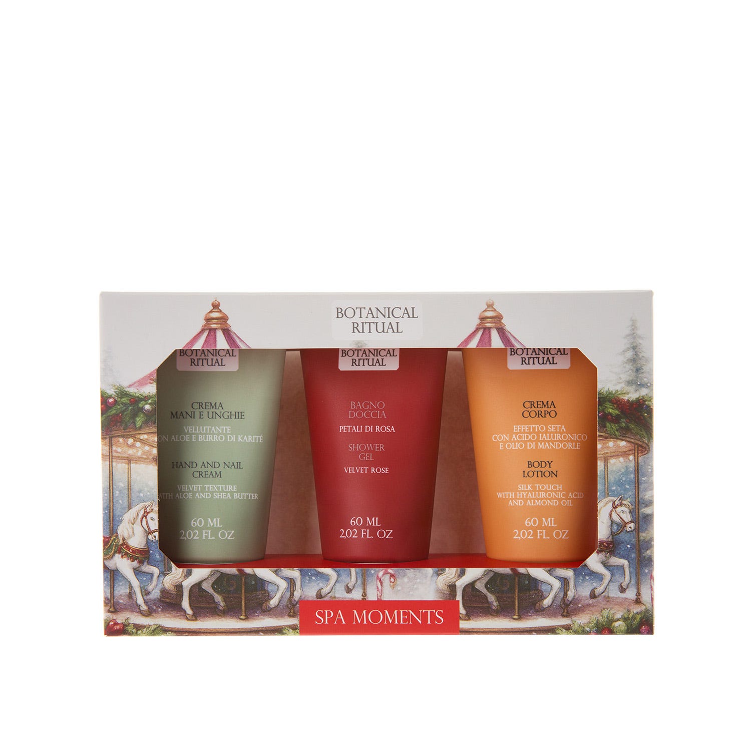 Set 3 creme cofanetto regalo giostra Botanical Ritual