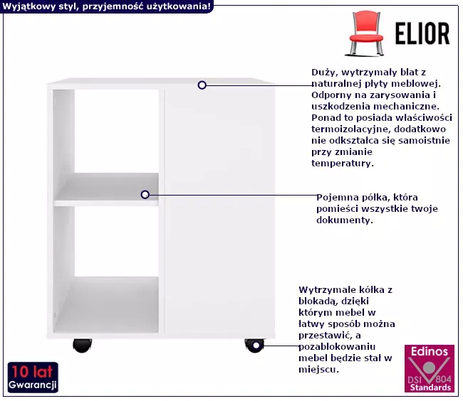 Biały kontenerek do biurka - Orero