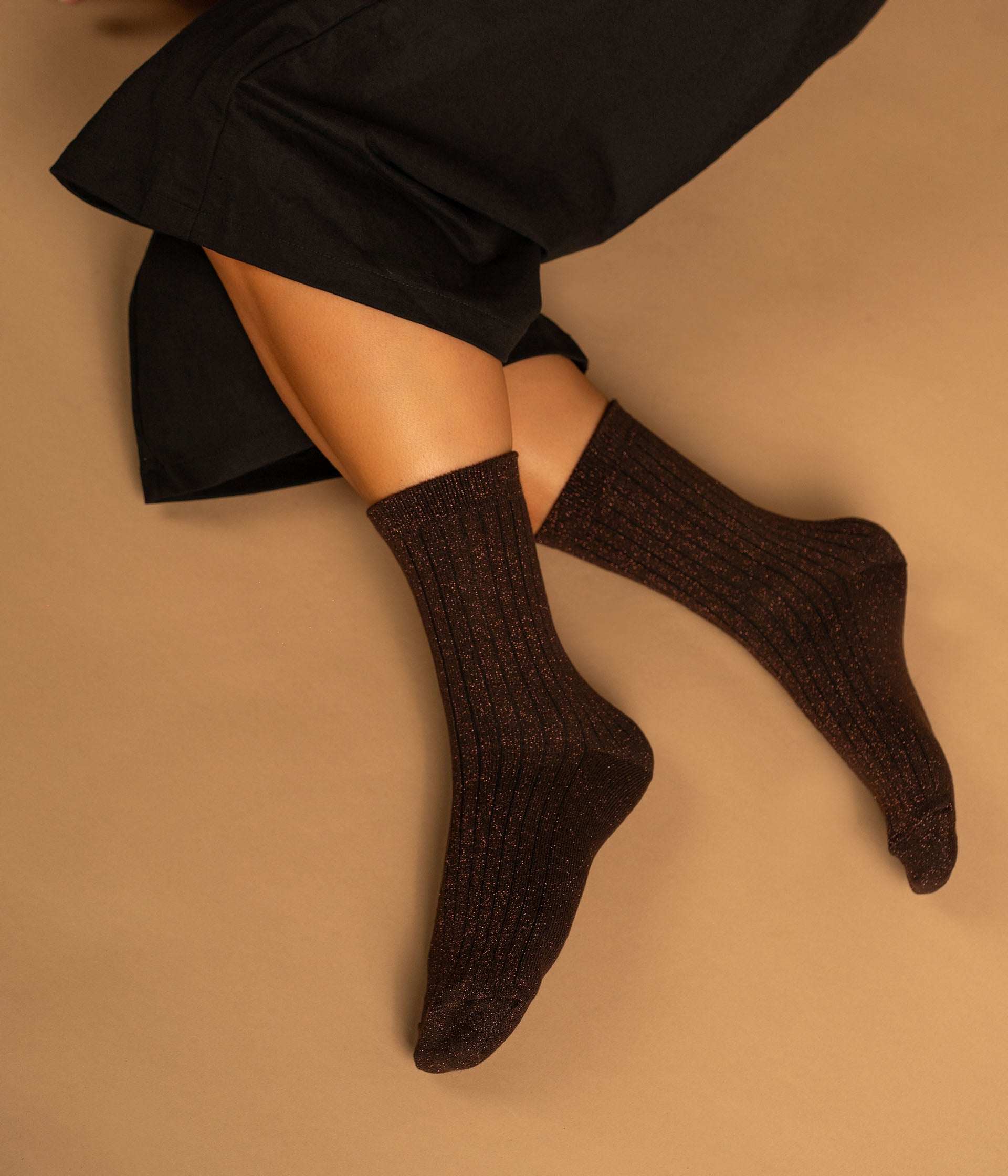 Chaussettes Nellia beige et chocolat