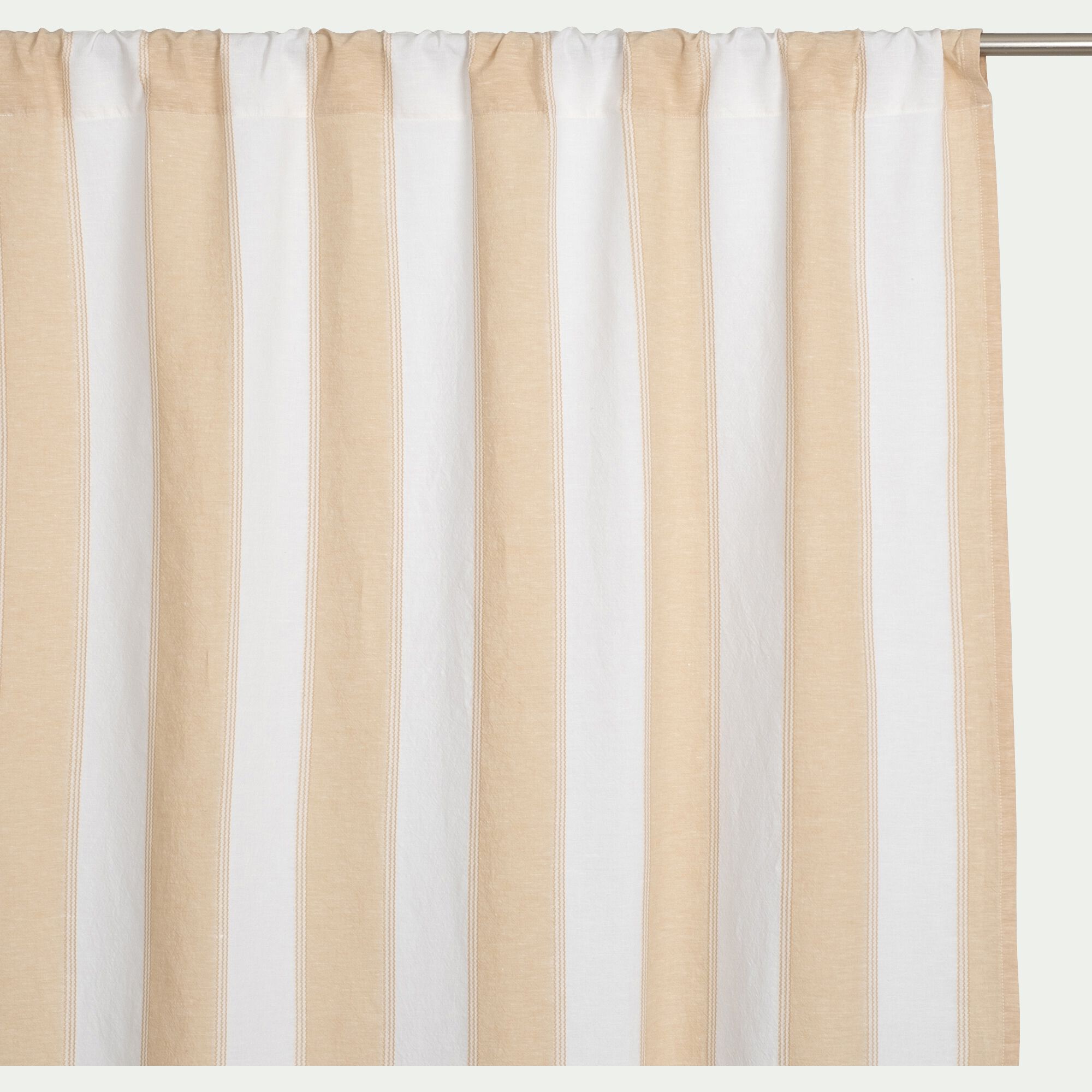 LUSSIA - Rideau passe-tringle en lin et coton à rayures 140x250cm - blanc écru