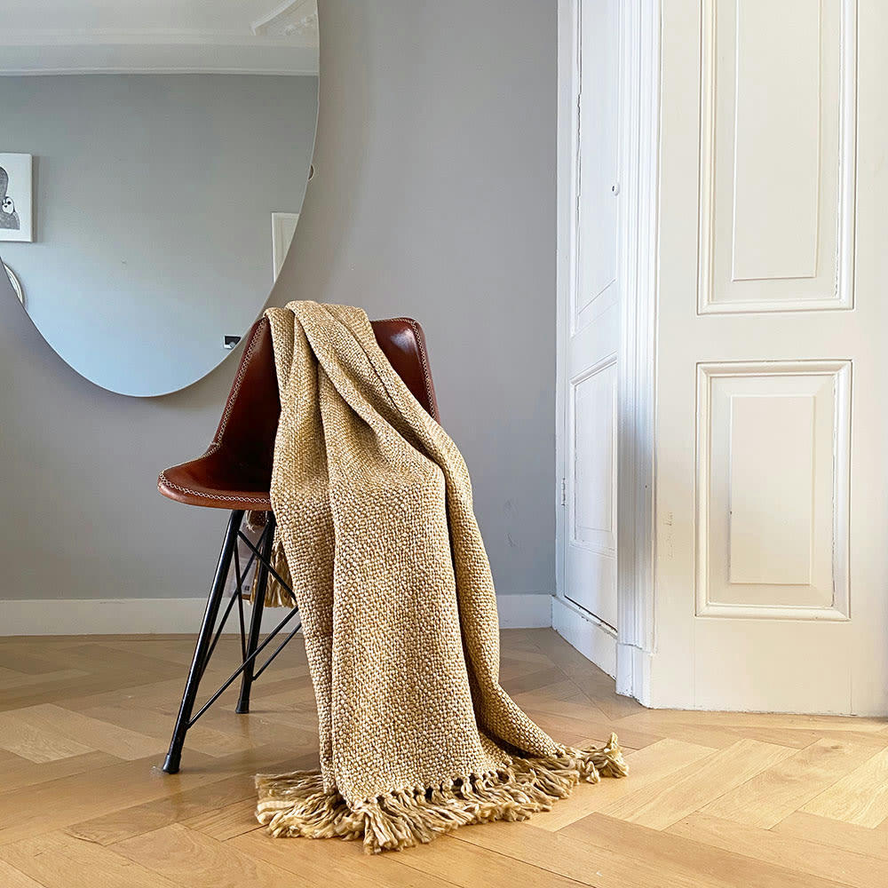 MARBLE - Plaid jaune vintage 125x150