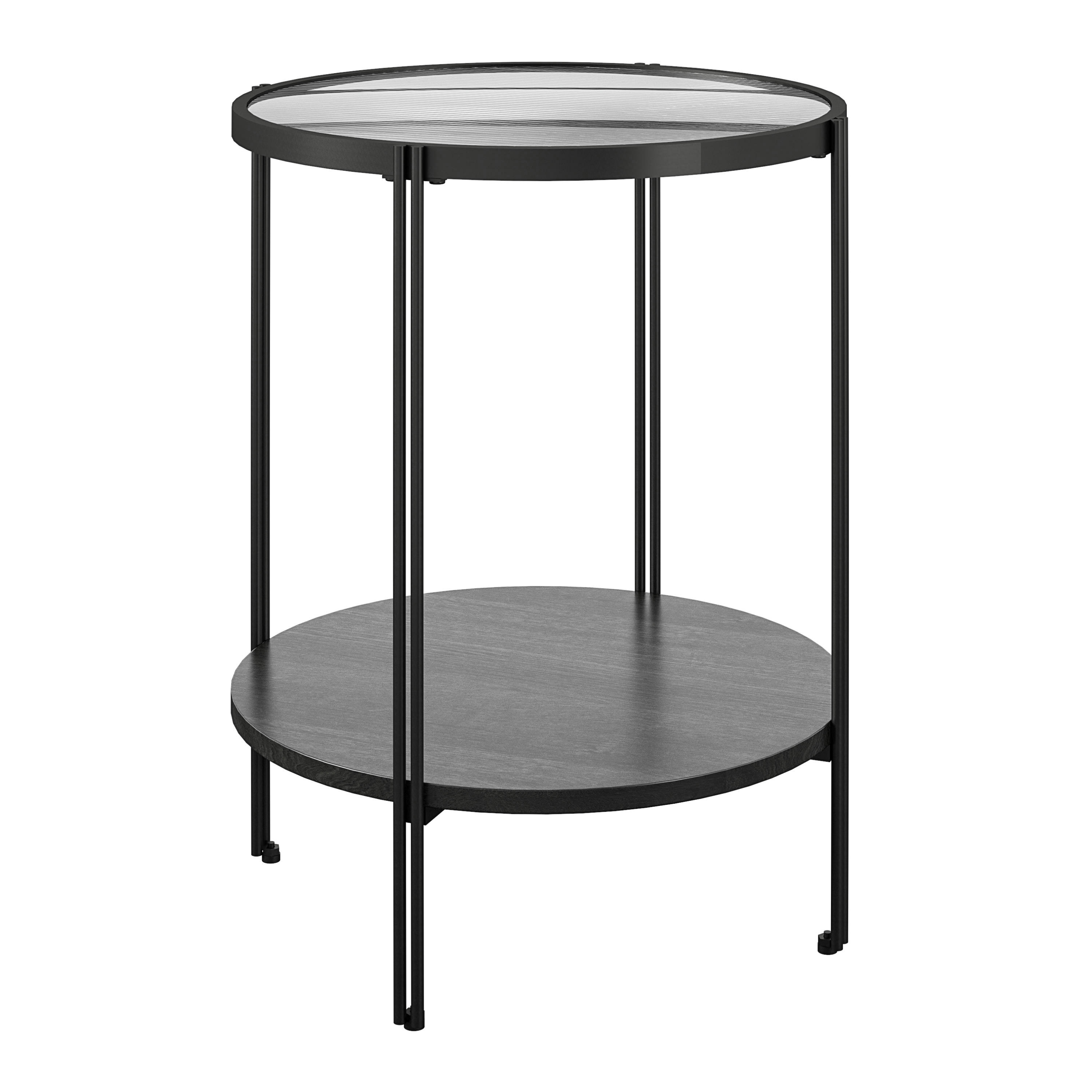 WAINWRIGHT - Table d'appoint en verre et cadre en métal noir