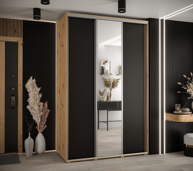 Szafa przesuwna 60 wysoka Davos 3 160 artisan czarny srebrny