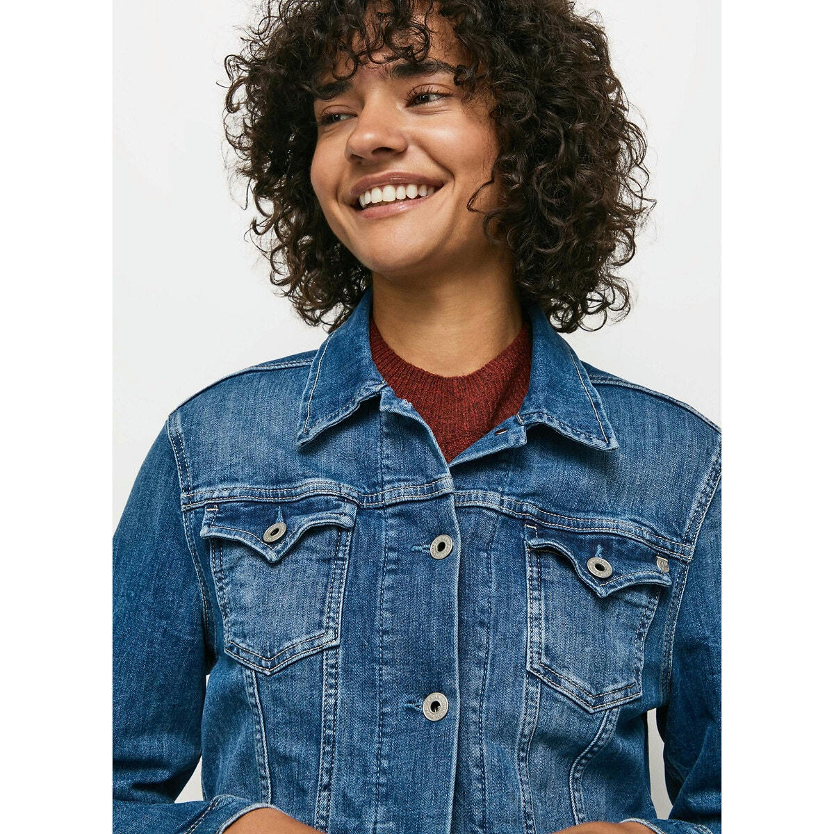 Veste en jean coupe droite