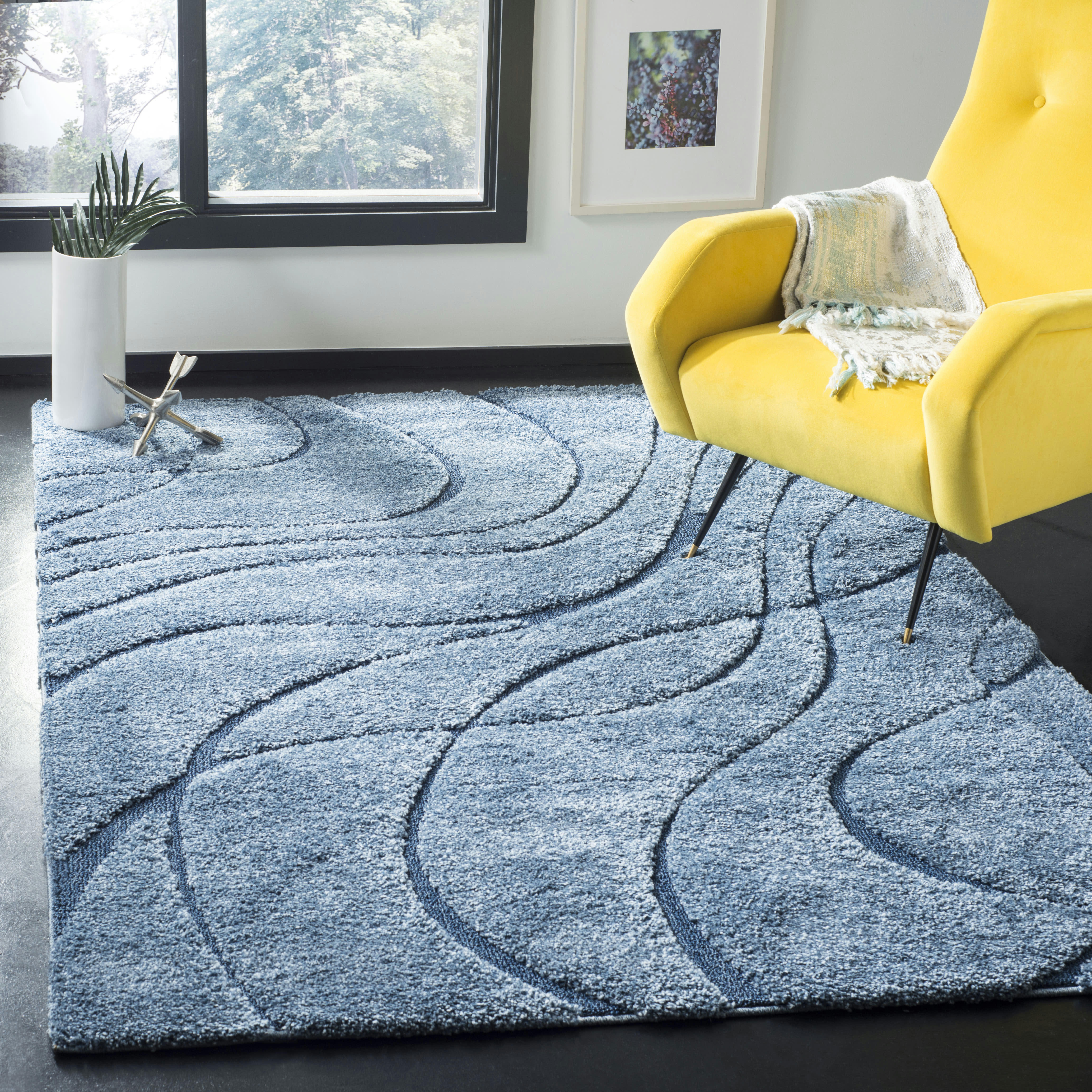 FLORIDA SHAG - Tapis de salon interieur en bleu clair & bleu, 183 x 274 cm