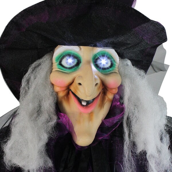 66" Animated Standing Witch and Broomstick Halloween Figure Decoration
