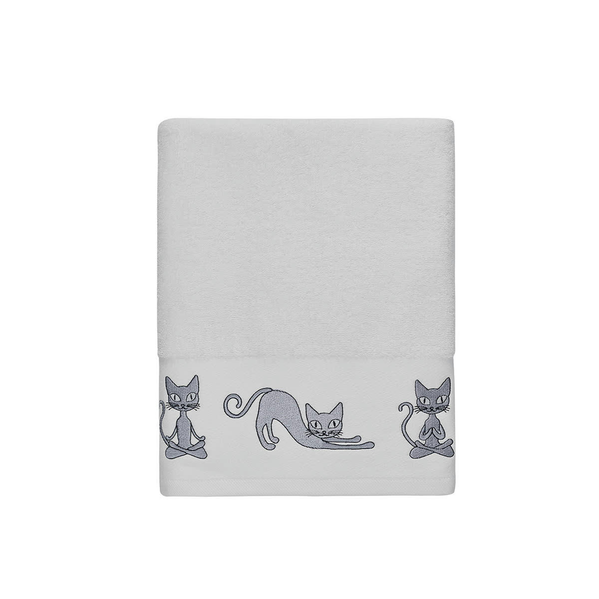 YOGI CAT - Drap de bain en coton Blanc 70x140 cm
