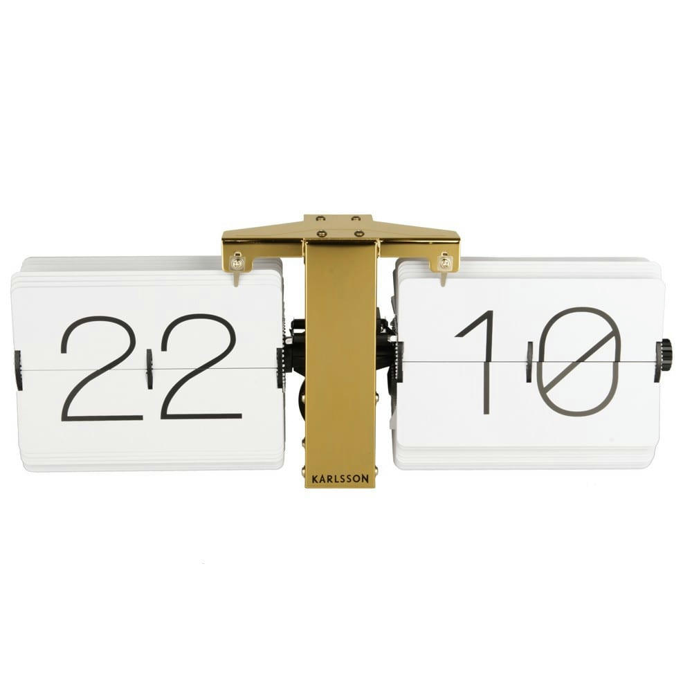 NO CASE - Horloge blanche casier laiton 36x14cm