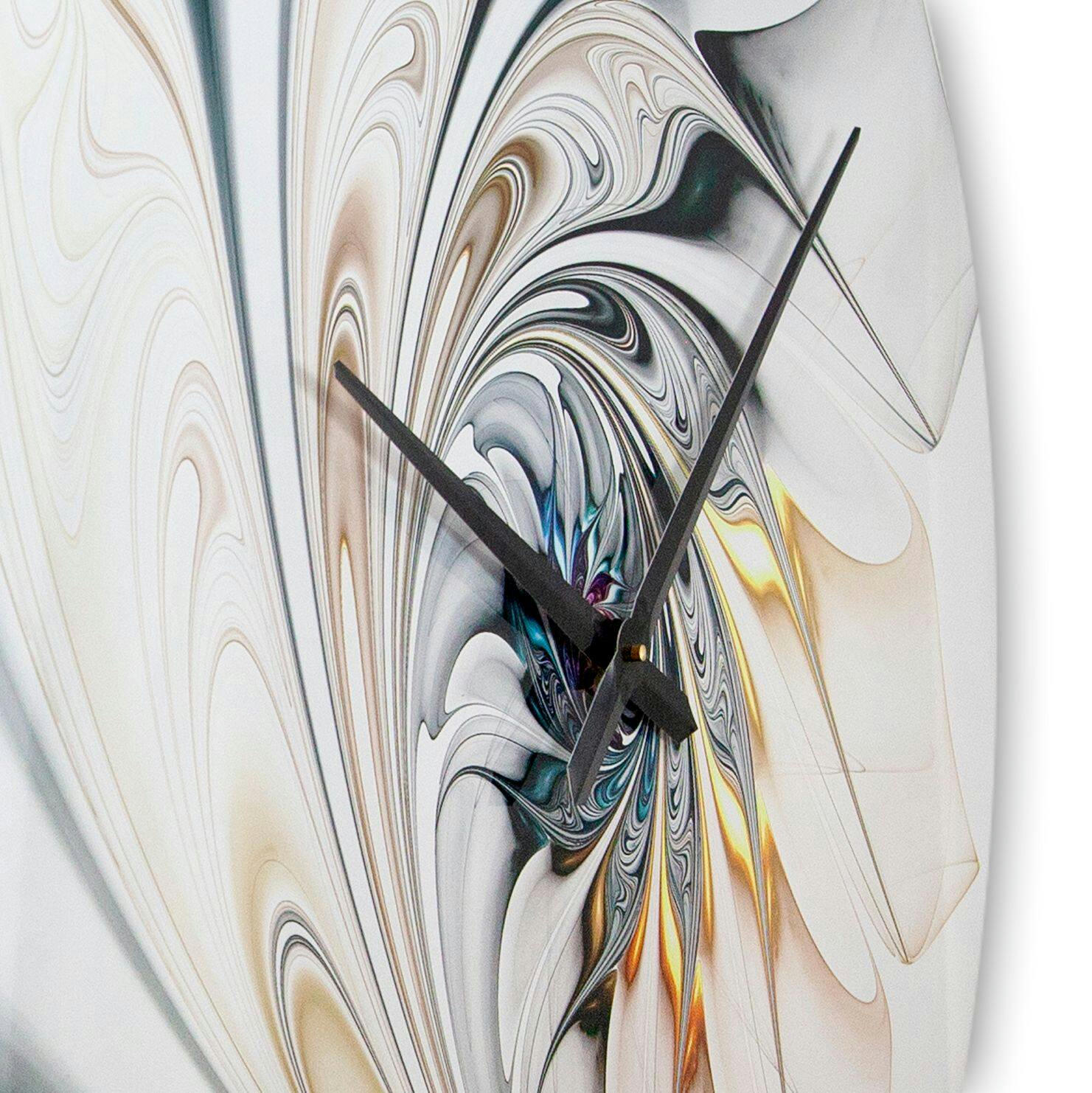 Designart White Vortex Art Modern Wall Clock, Assorted Sizes