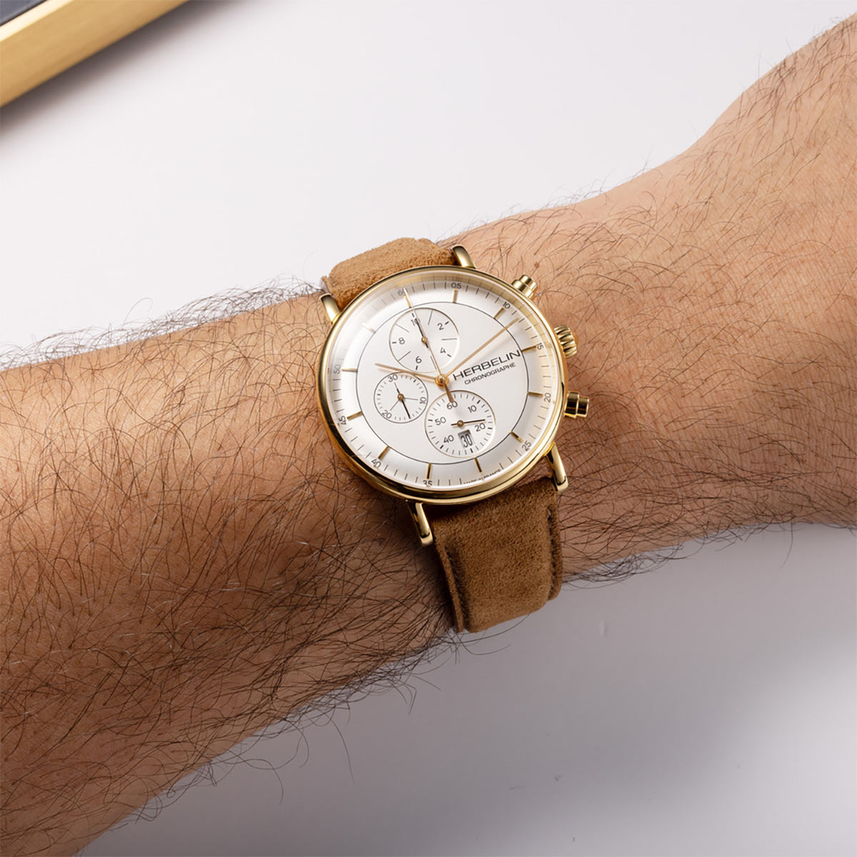 INSPIRATION – CHRONOGRAPHE – DORÉ & CUIR CAMEL
