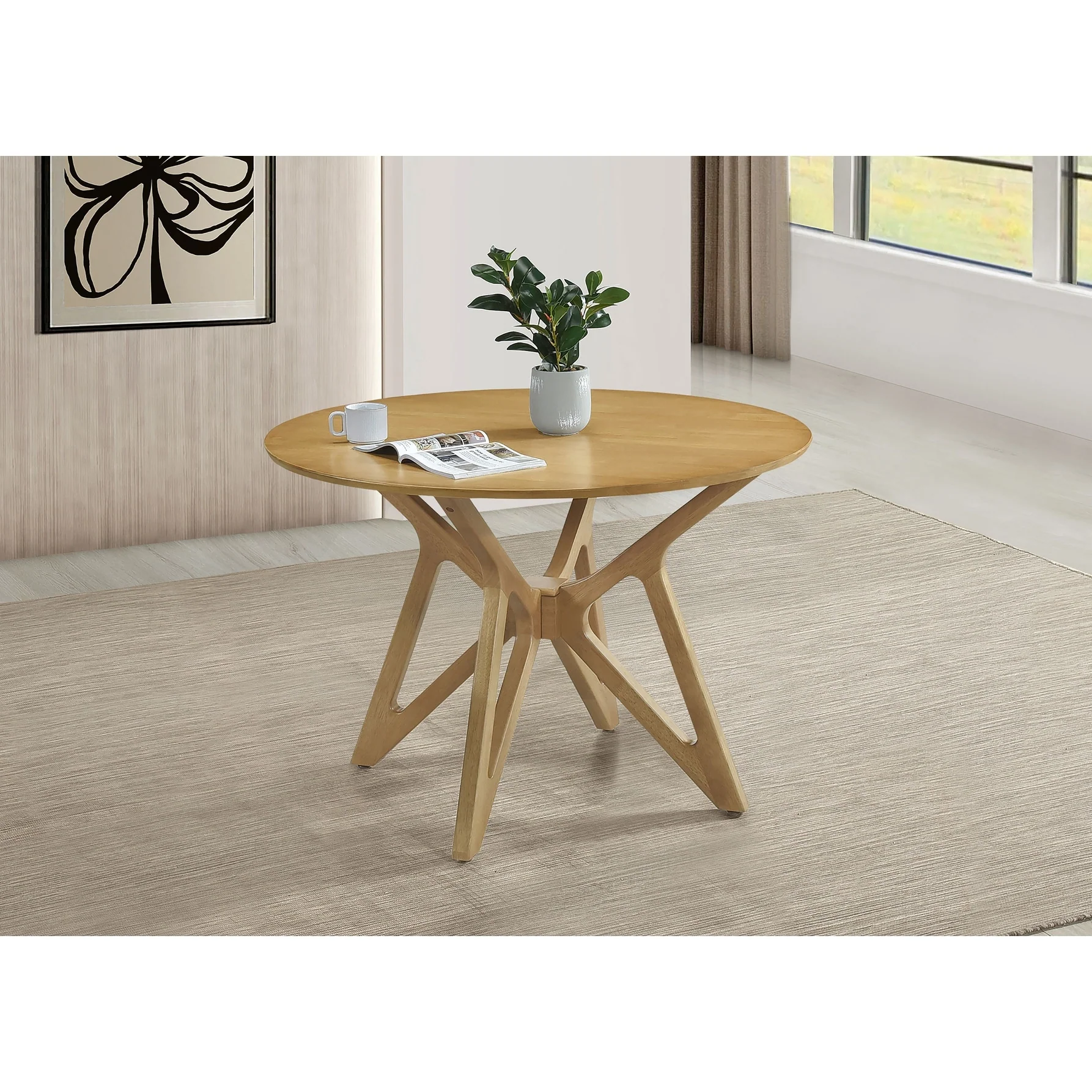 Elowen Round 42-inch Solid Wood Dining Table Light Walnut