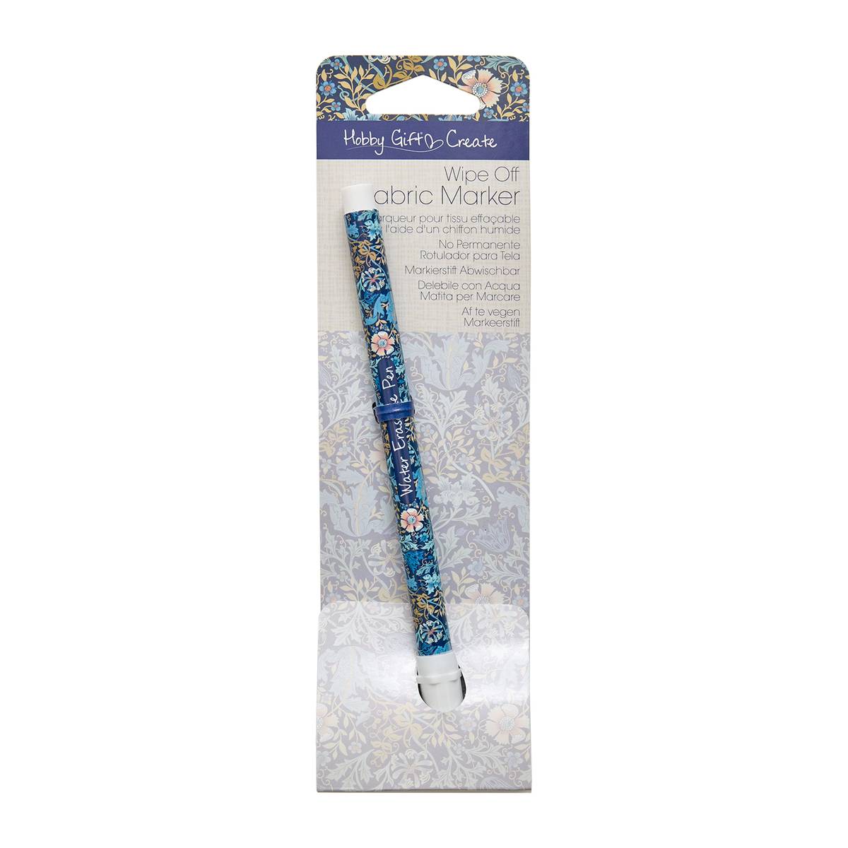 Blue Woodblock Floral Wipe-Off Fabric Marker