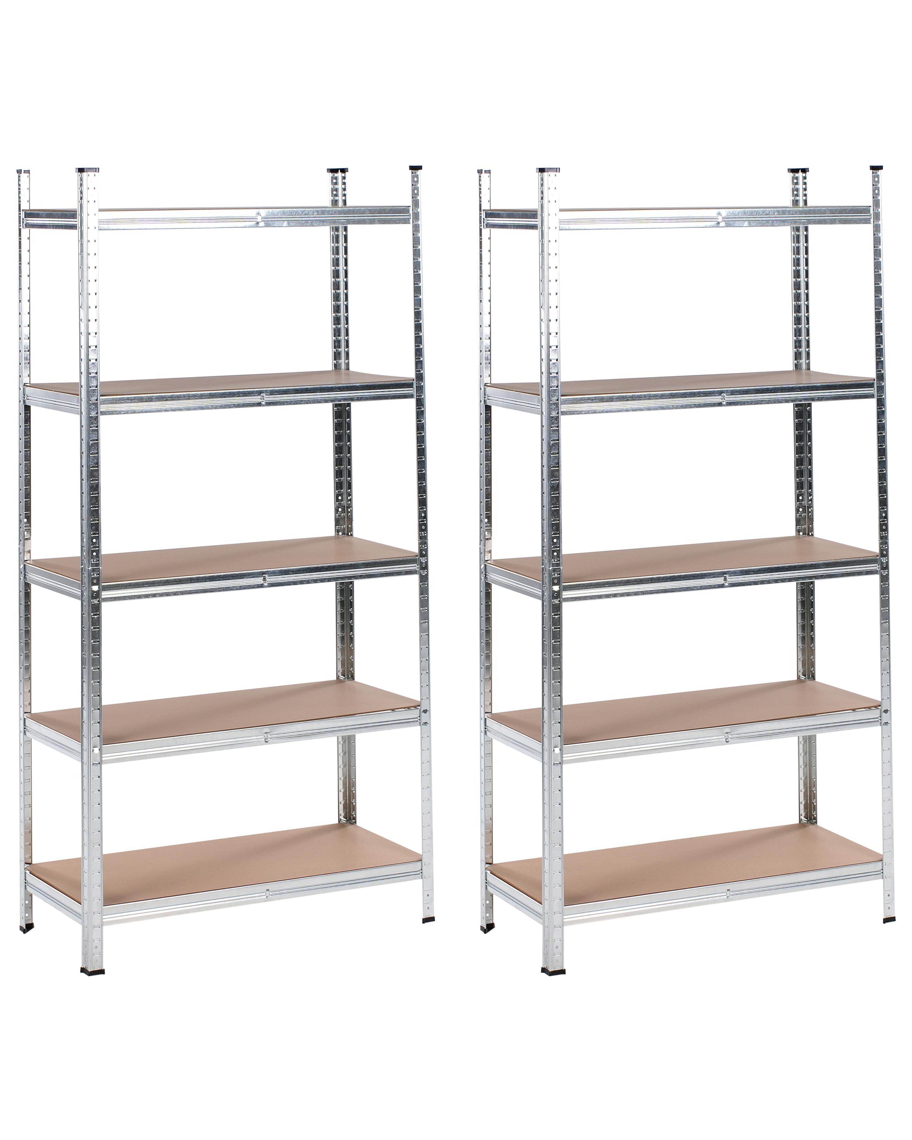 Set of 2 Garage Shelves XITTA Metal 150 cm 75 cm Silver