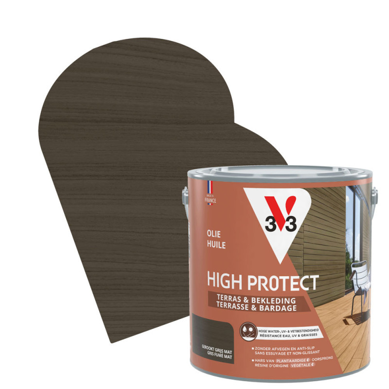 Huile pour bois de terrasse High Protect gris fumé 2,5 L V33