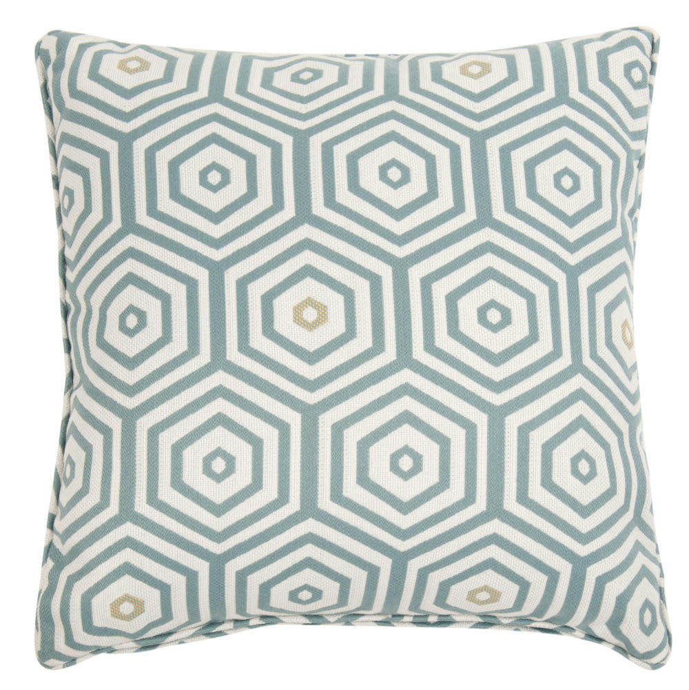 ORIGA - Coussin tissé jacquard motifs graphiques bleus et blancs 45x45