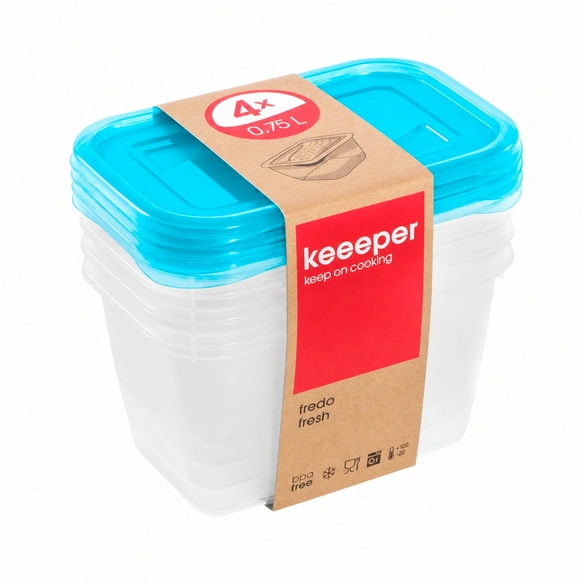 Frischhaltedosen-Set »Fredo Fresh«, 4x750ml rechteckig fresh blue