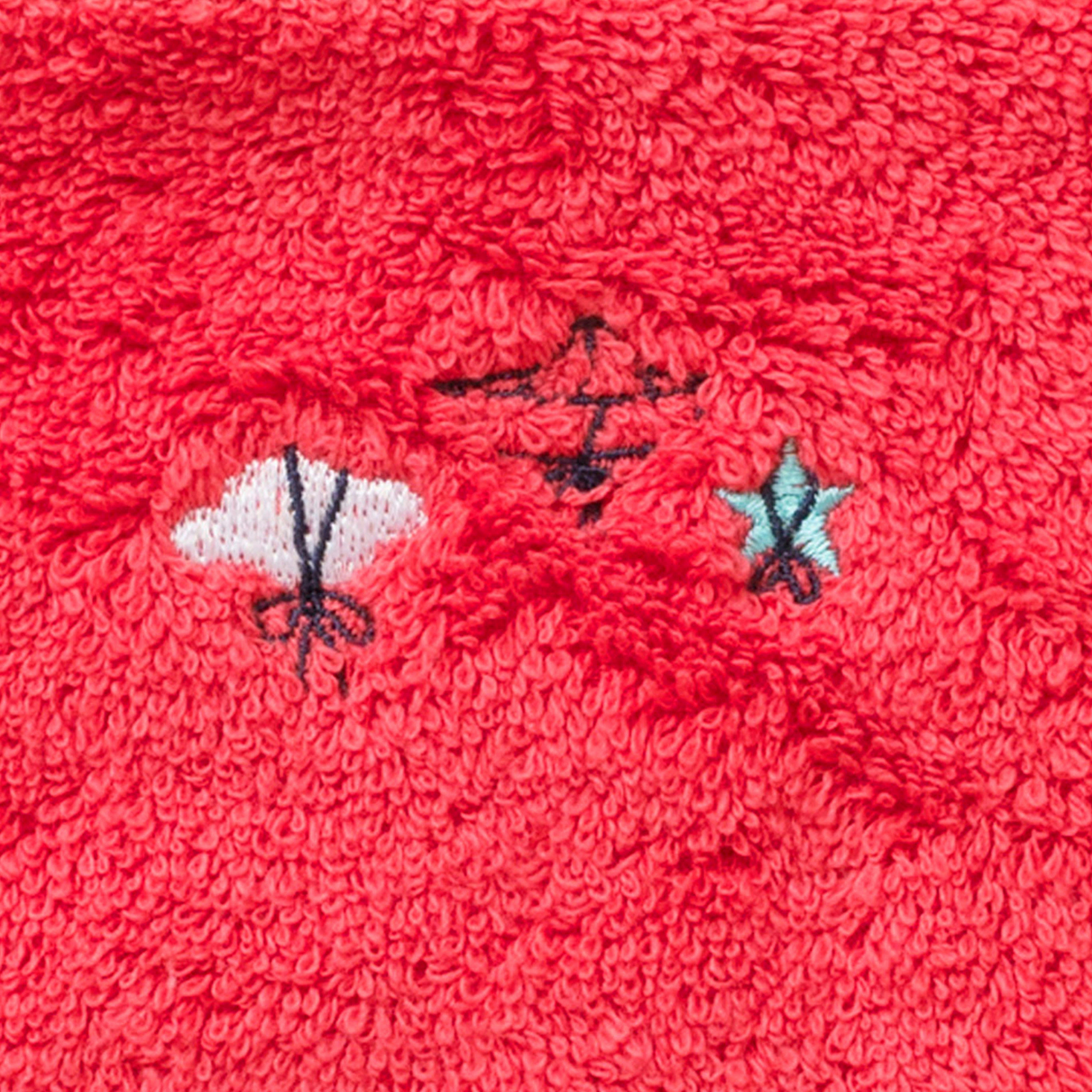 ATLANTIS - Gant de toilette coton bouclette brodé orange 15 x 21 cm