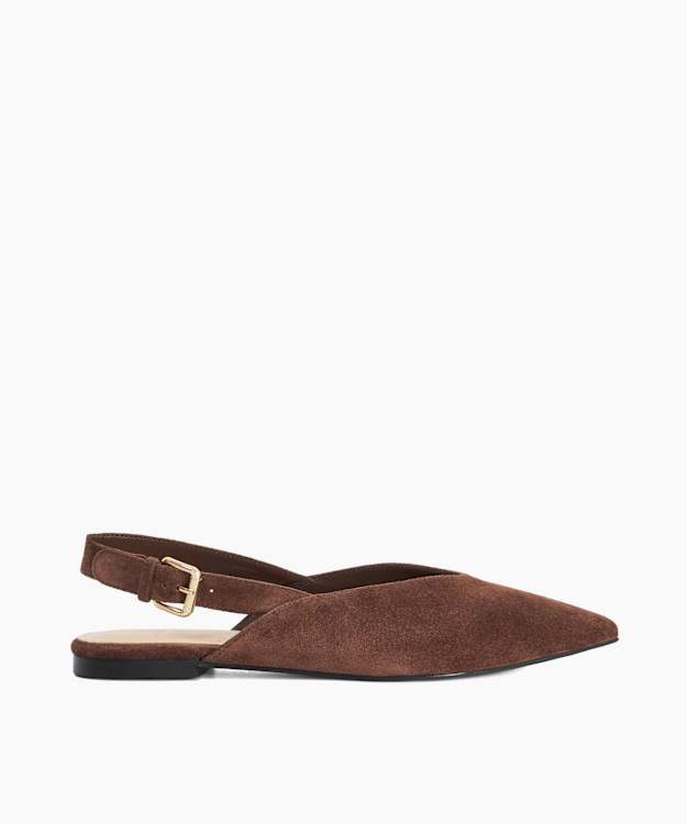 Helping Brown - Suede Slingback Ballet Flats