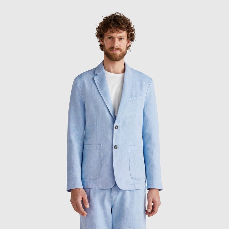 Striped blazer in linen blend